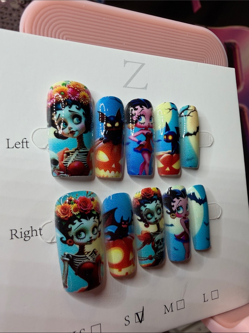 Betty Boop Teal Blue Halloween Press-On Nail Set - Picture 4 of 4